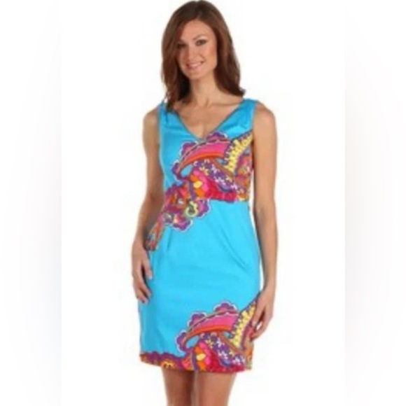 Lilly Pulitzer Kiki Engineered Optical Confusion V Neck Sleeveless Dress - Picture 1 of 3
